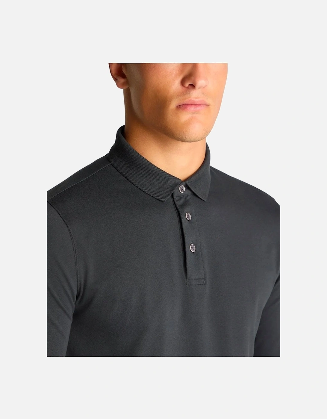 Long Sleeve Polo Shirt Charcoal