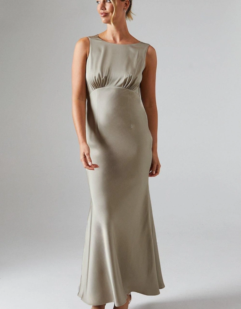 Cowl Back Fishtail Maxi Dress