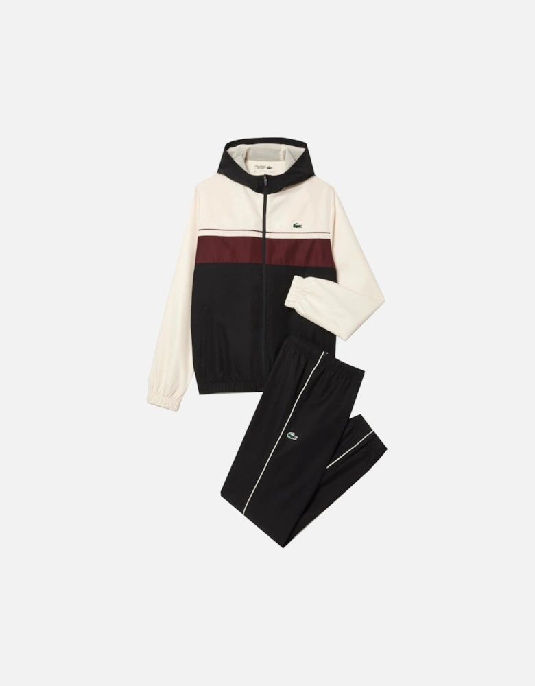 Men's White, Black and Bordeaux colour block Tracksuit