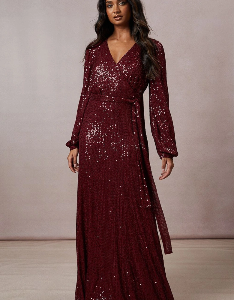 Long Sleeve Sequin Maxi Dress