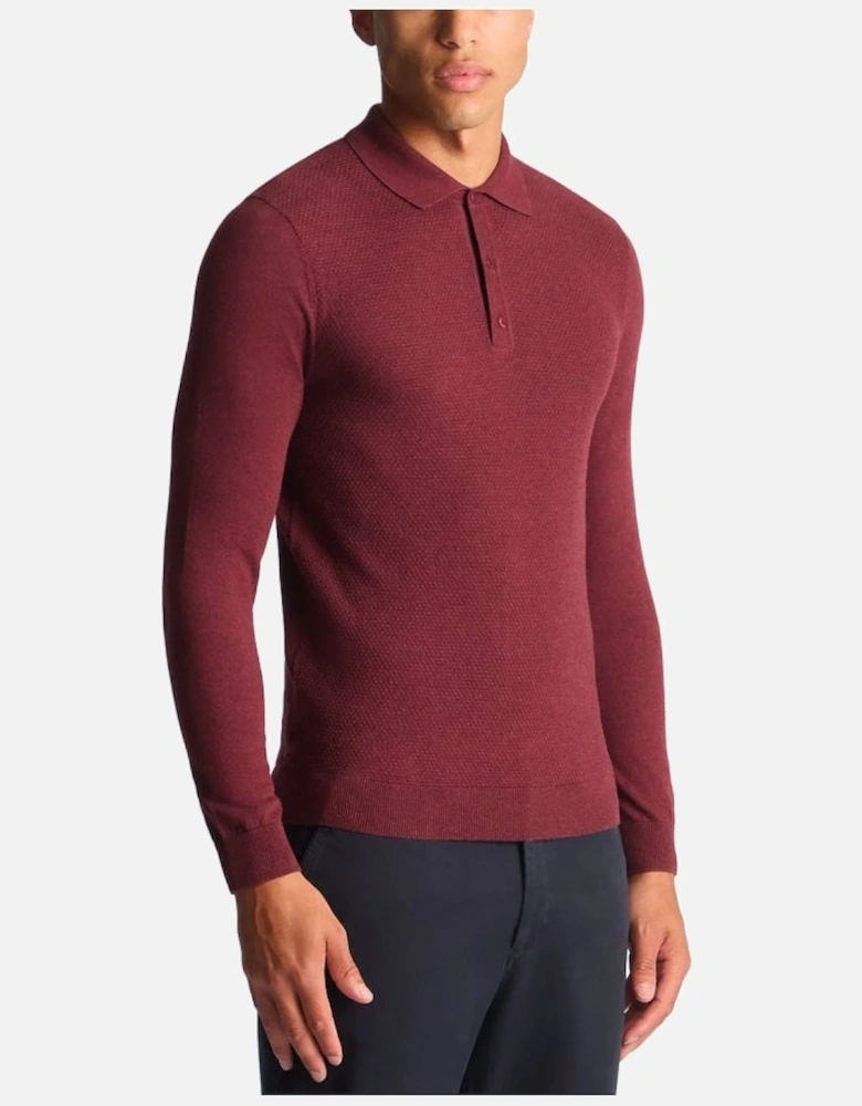 Long Sleeve Knitted Polo Shirt Raspberry