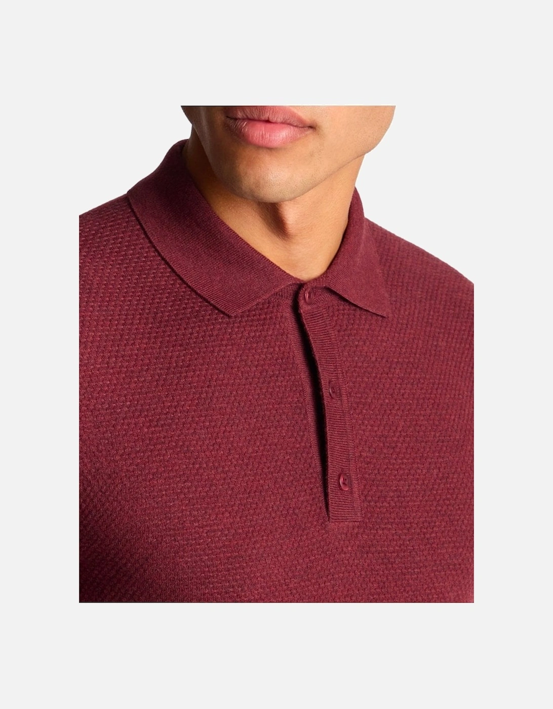 Long Sleeve Knitted Polo Shirt Raspberry