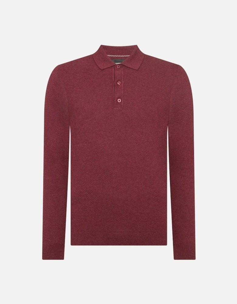 Long Sleeve Knitted Polo Shirt Raspberry