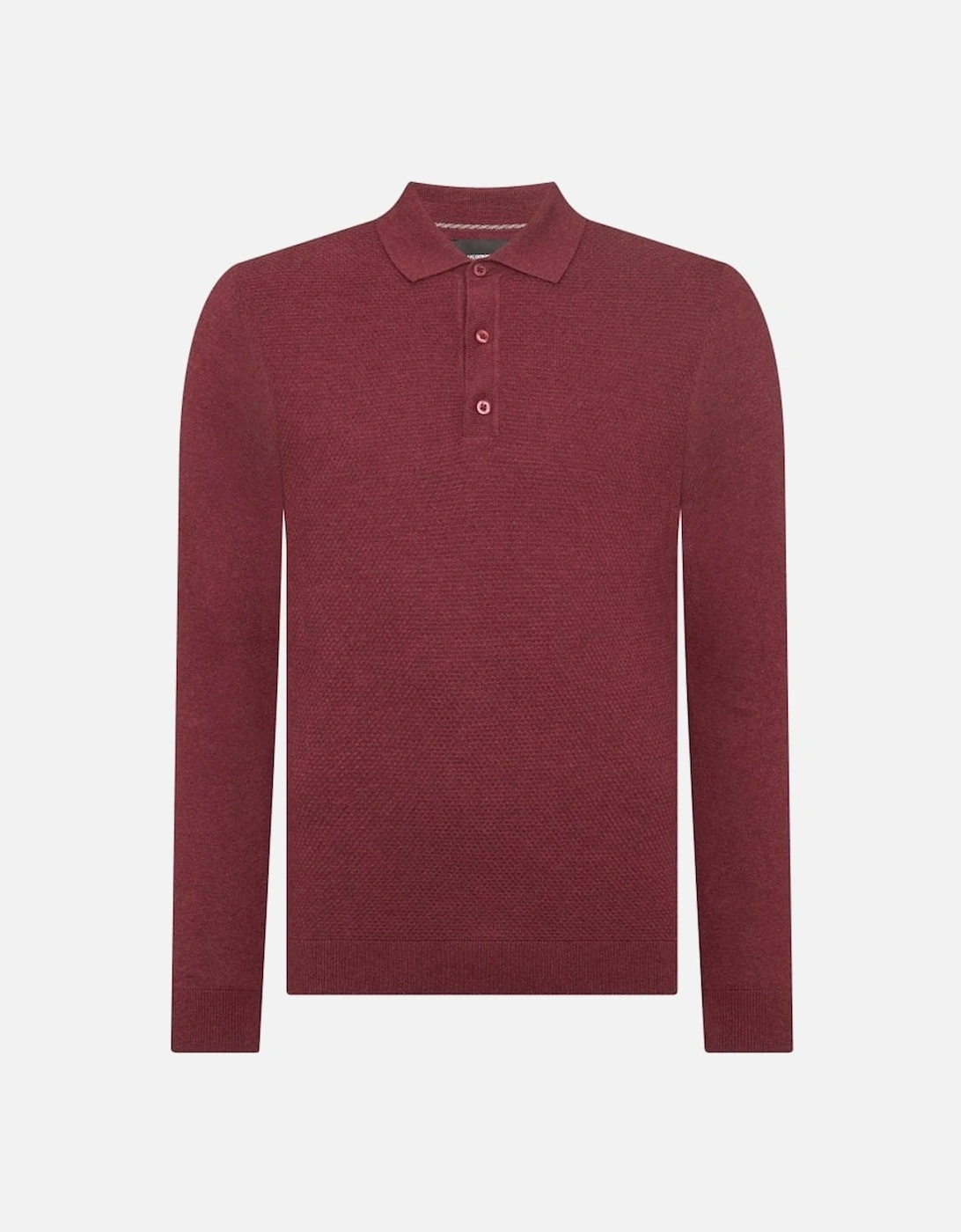 Long Sleeve Knitted Polo Shirt Raspberry