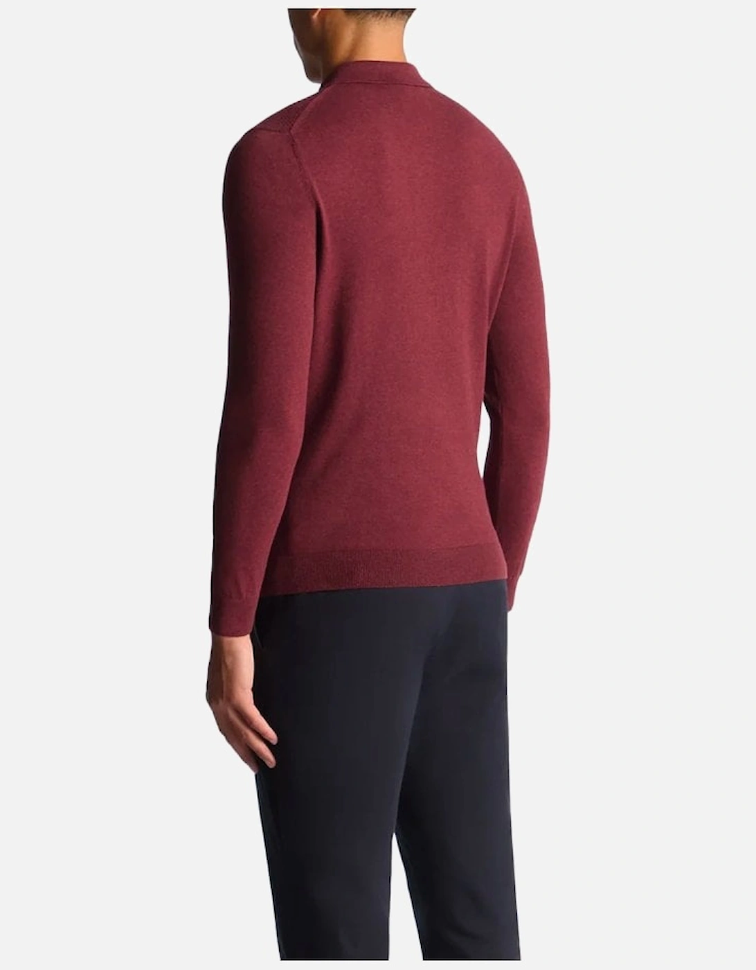 Long Sleeve Knitted Polo Shirt Raspberry