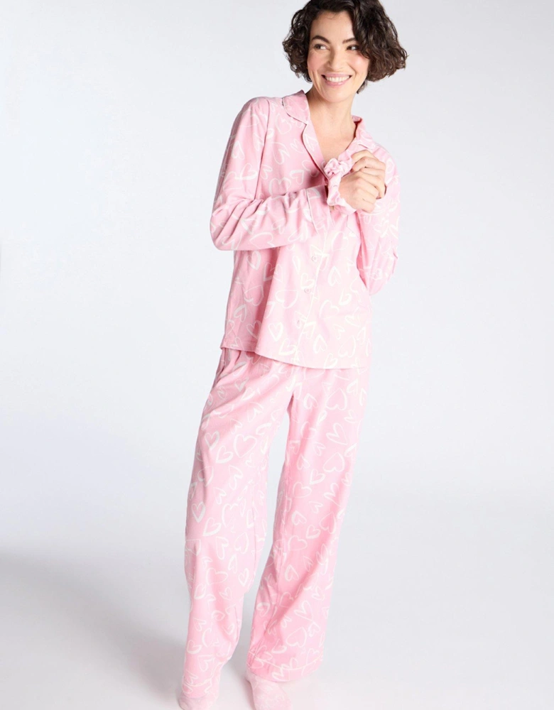 Heart Fleece Pj In A Bag - Pink Mix