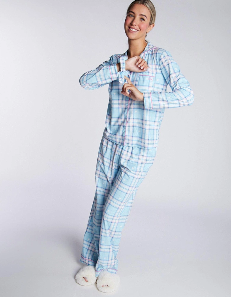 Heart Check Fleece Pj In A Big - Powder Blue