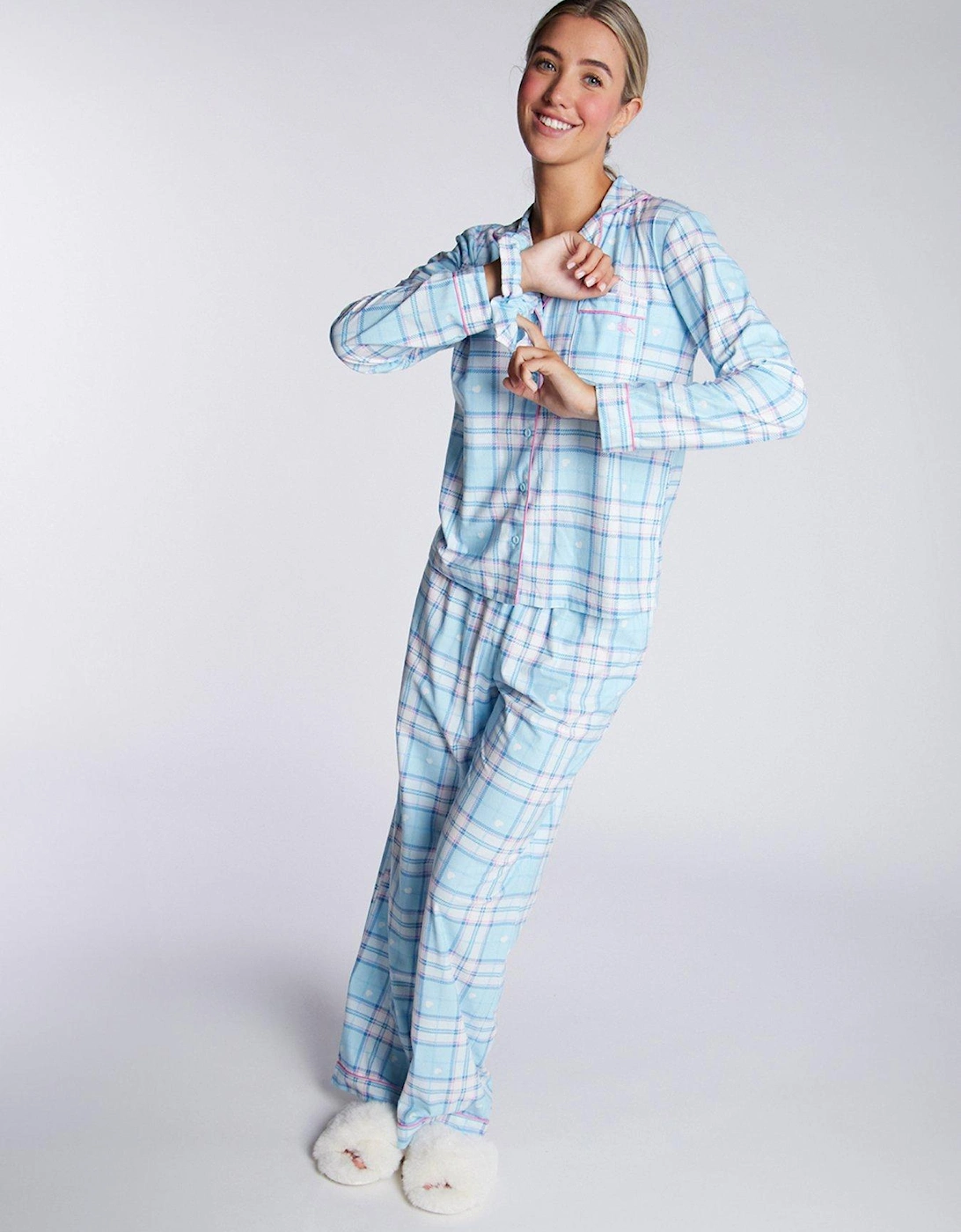 Heart Check Fleece Pj In A Big - Powder Blue, 7 of 6