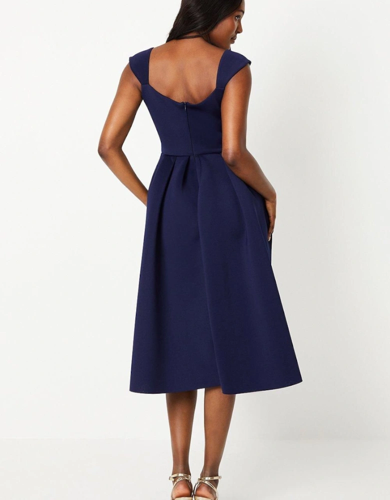 Scuba Sweetheart Neckline Midi Dress