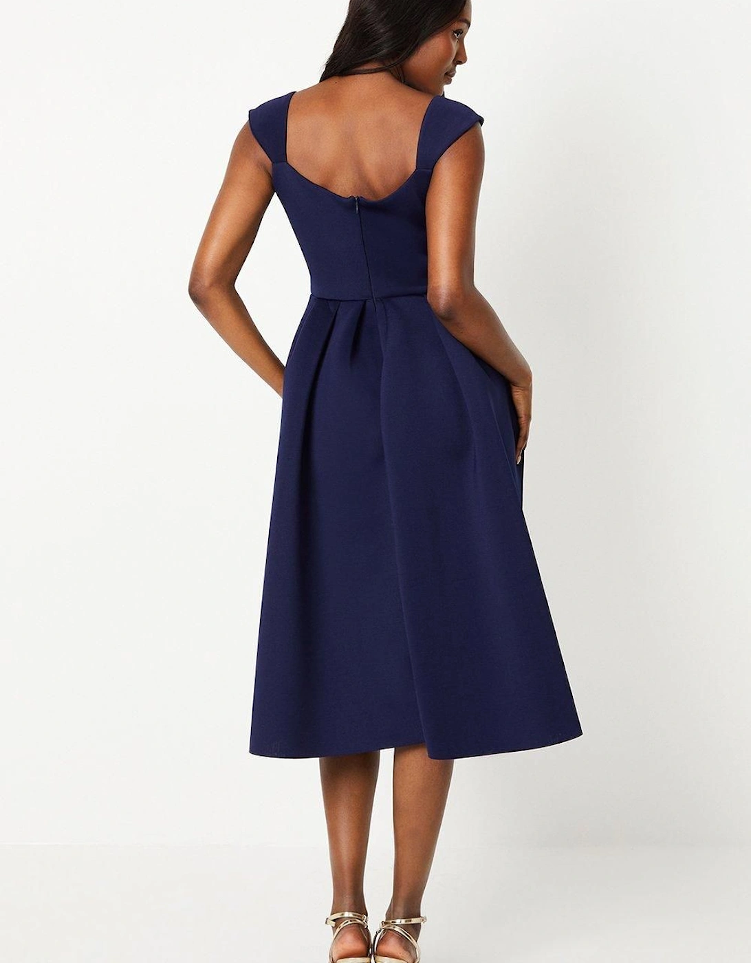 Scuba Sweetheart Neckline Midi Dress