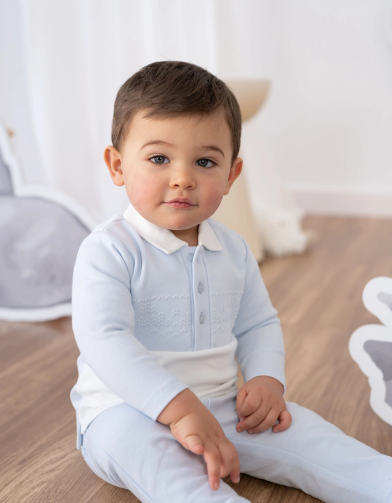 Pale Blue Soft Polo Top