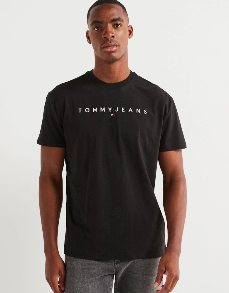 Slim Fit Linear Logo T-Shirt - Black