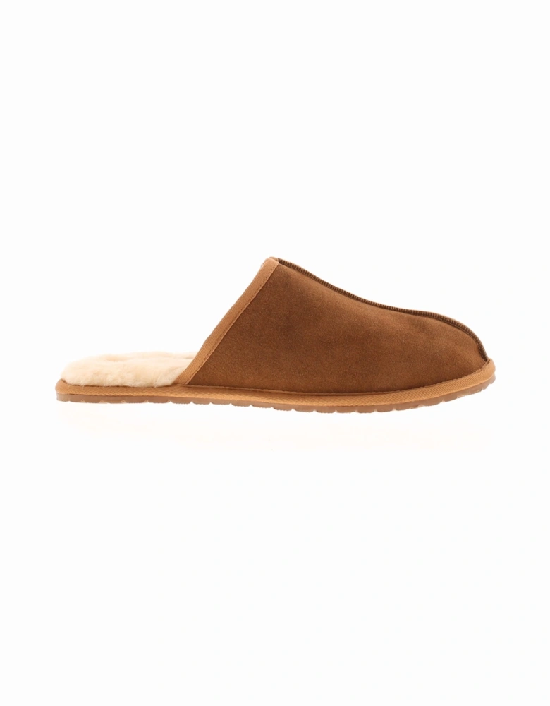 Mens Mule Slippers Suede Leather Wayne tan UK Size