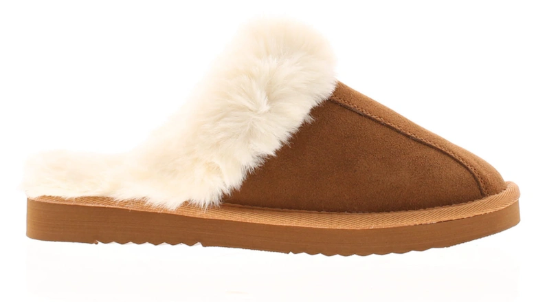 Womens Mule Slippers Meander Suede Leather tan UK Size