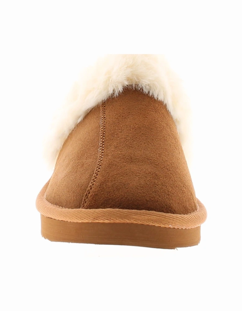 Womens Mule Slippers Meander Suede Leather tan UK Size