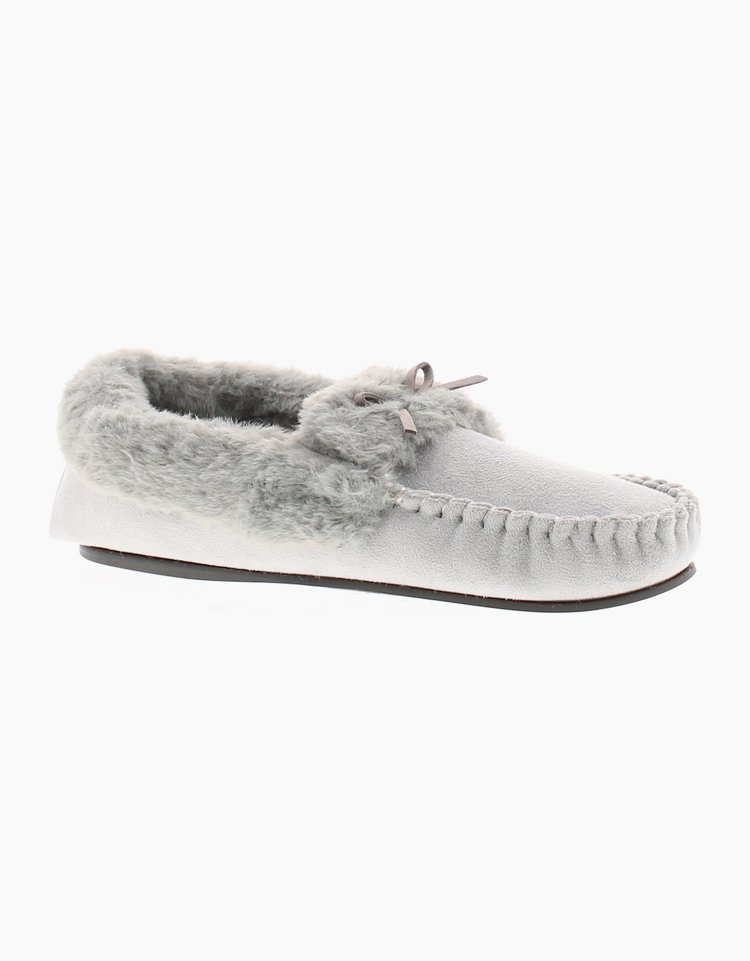 Women's Strollers Womens Moccasin Slippers Faux Fur Lined Cosette grey UK Size - Size: 7