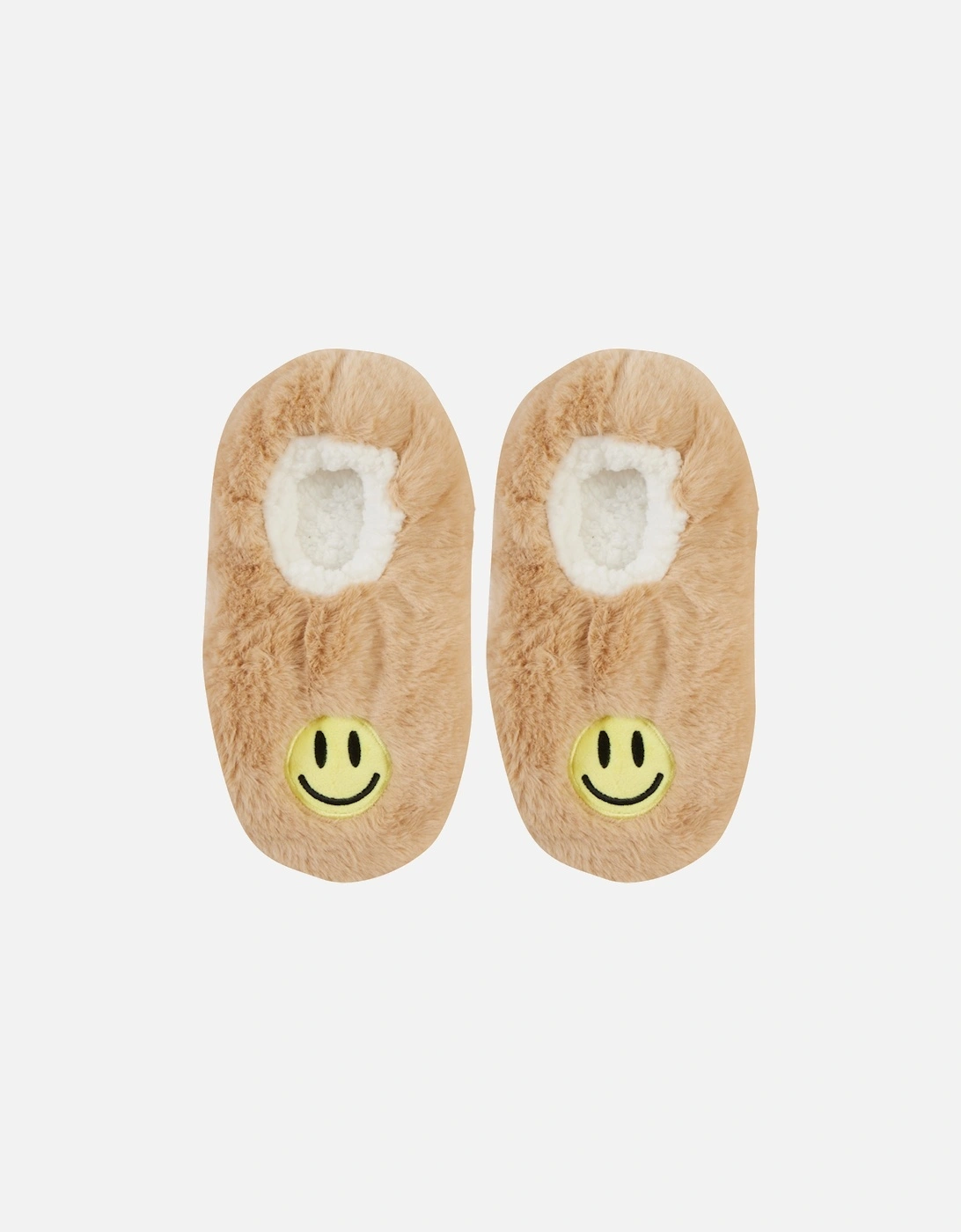 Wild Feet Slippers Light Brown with Yellow Smiley