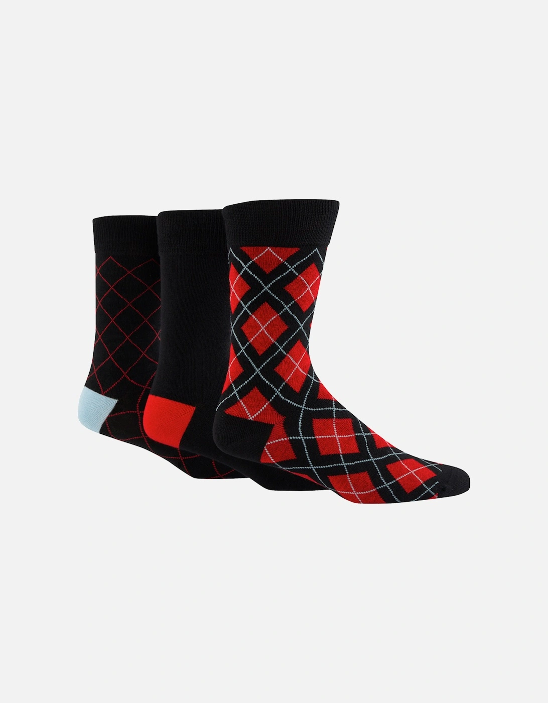 Glenmuir 3-Pack Bamboo Gift Box Black with Red Argyle Pattern