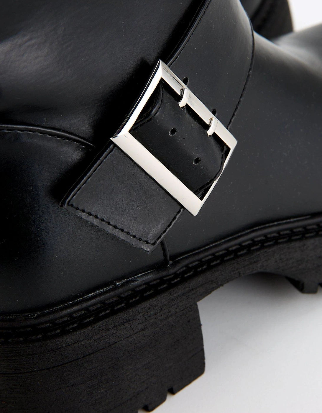 Apple Buckle Ankle Boot - Black