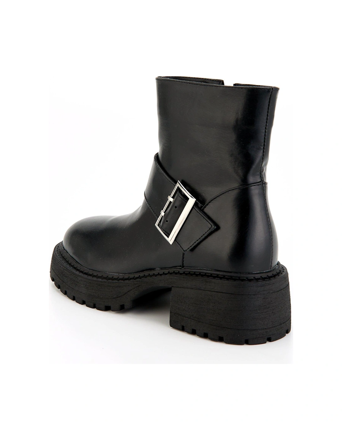 Apple Buckle Ankle Boot - Black