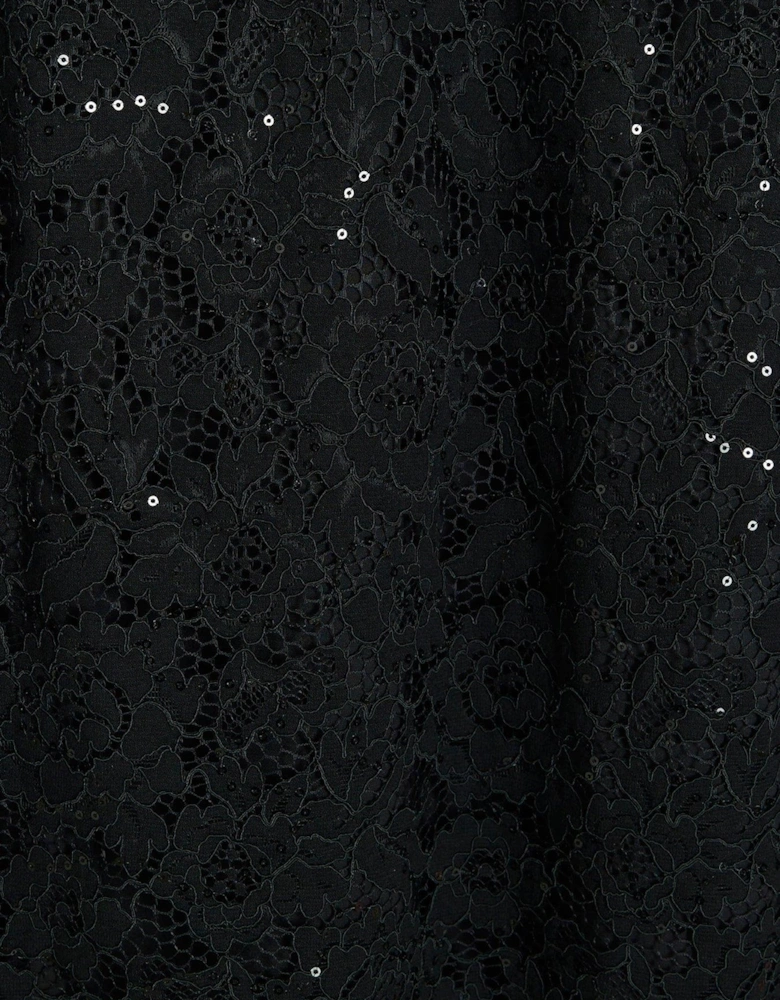 Lace Shift Mini Dress - Black