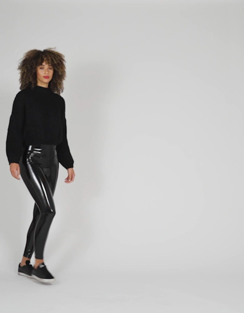 Faux Patent Leather Leggings - Black