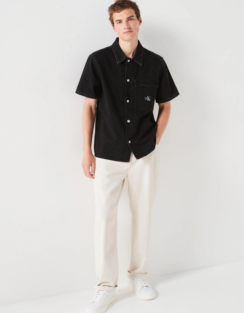 Camp Short Sleeve Denim Shirt - Black