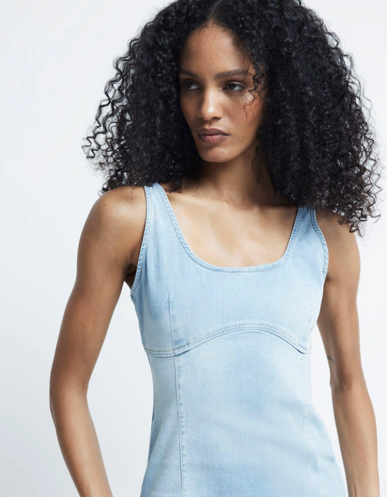 Bodycon Dress - Light Denim - Blue