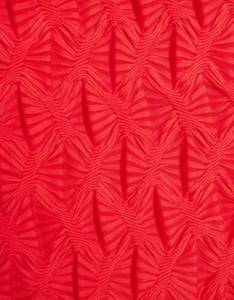 Textured Midi Skirt - Bright Red