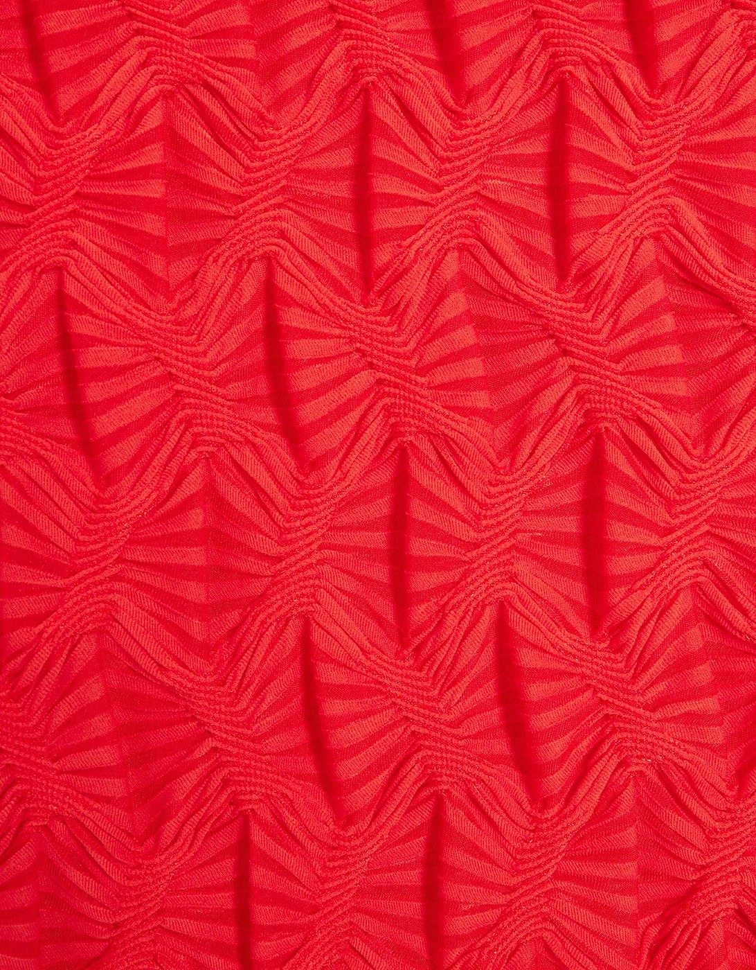 Textured Midi Skirt - Bright Red