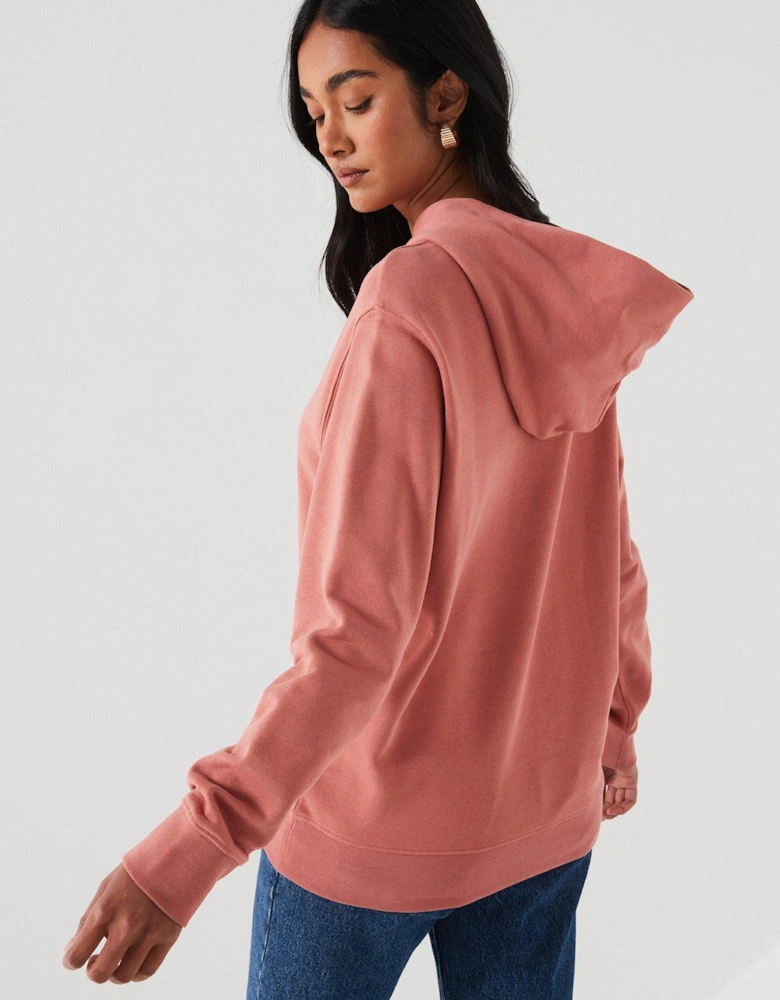 Embroidered Logo Hoodie - Pink