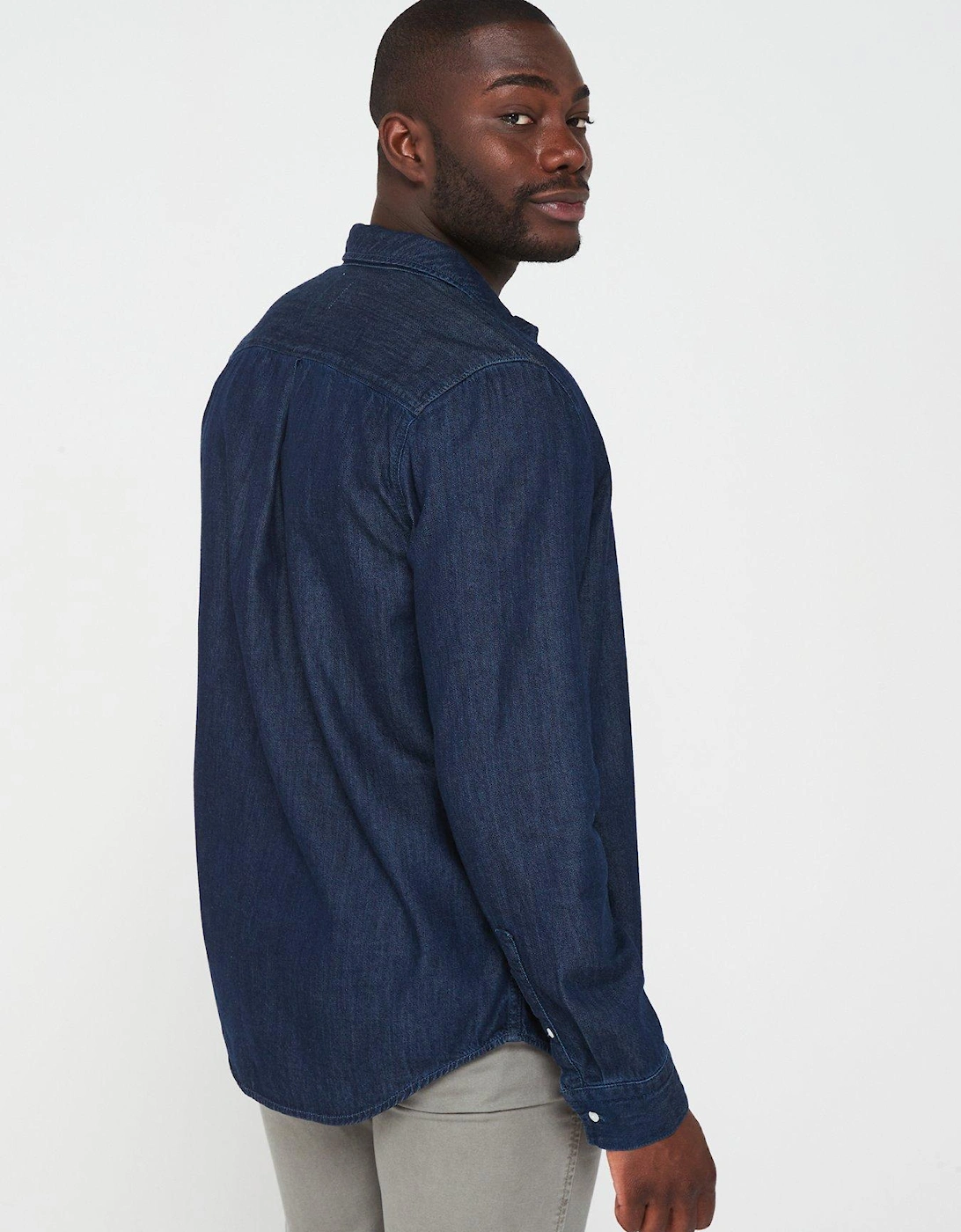 Chambray Lightweight Denim Shirt - Dark Wash