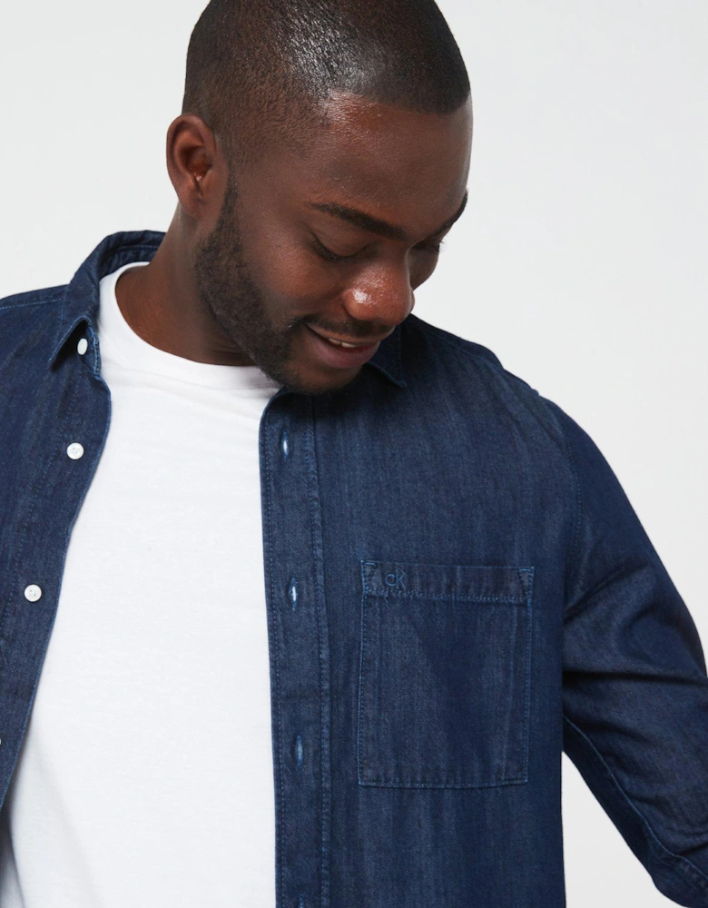 Chambray Lightweight Denim Shirt - Dark Wash