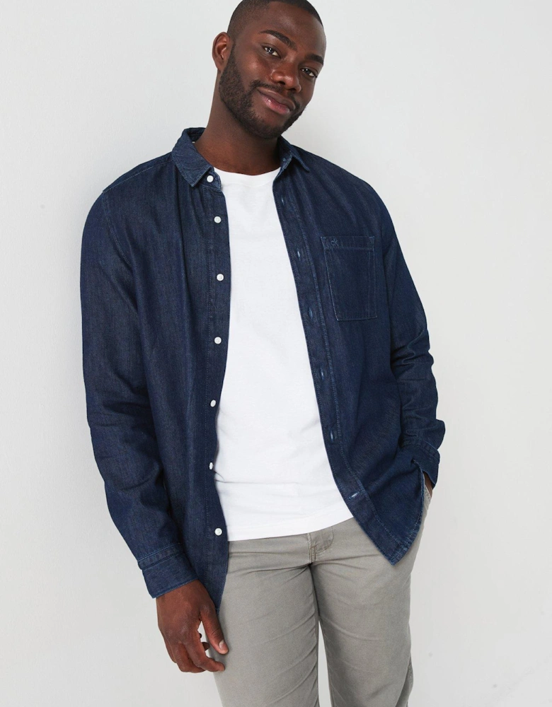 Chambray Lightweight Denim Shirt - Dark Wash