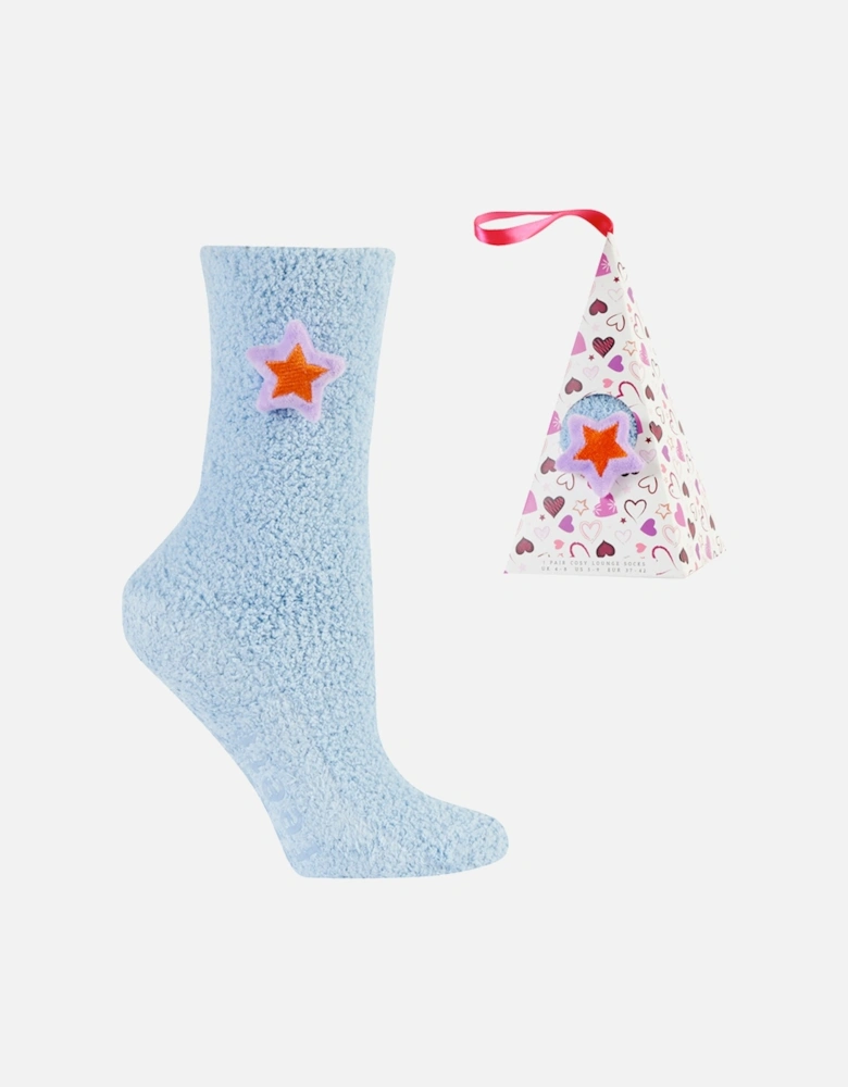 Wild Feet 1-Pack 3D Fluffy Hanging Sock Blue with Star