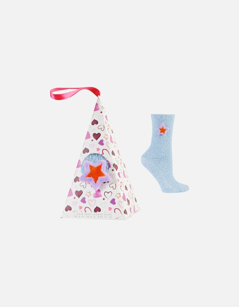 Wild Feet 1-Pack 3D Fluffy Hanging Sock Blue with Star