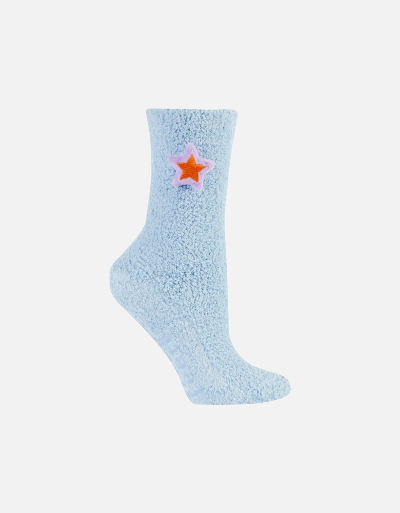 Wild Feet 1-Pack 3D Fluffy Hanging Sock Blue with Star