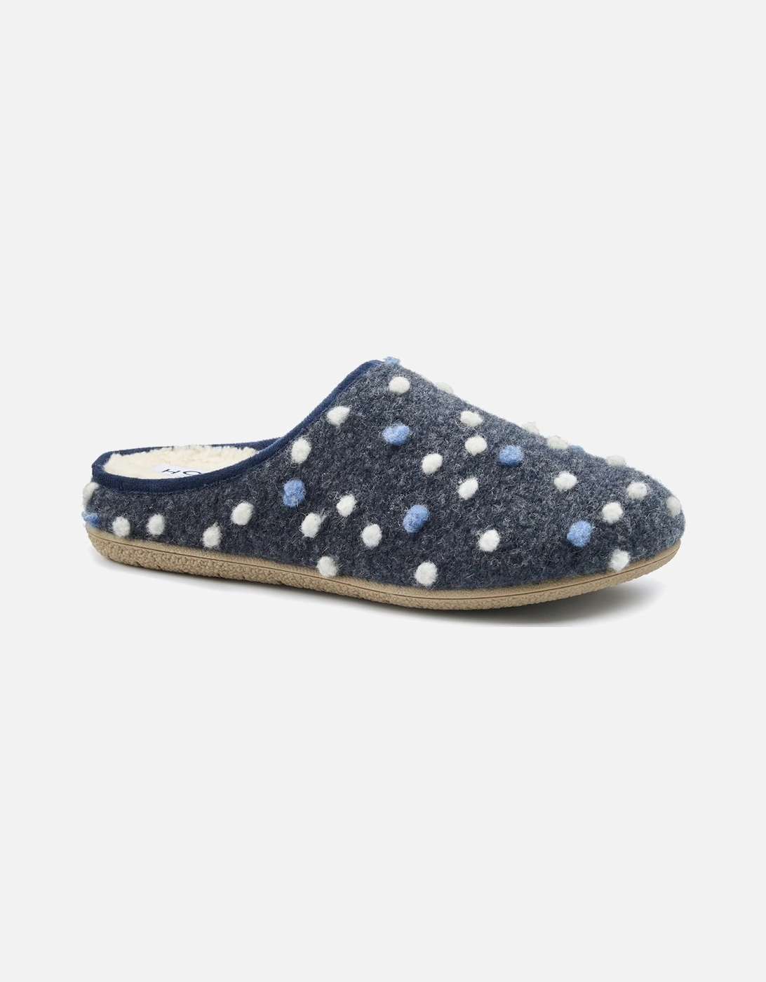 Hotter Women's Navy Dotty Slippers - Size: 8