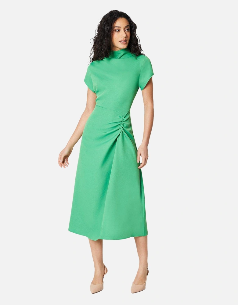 Womens/Ladies Occasion Ruched Side Fitted And Flared Midi Dress