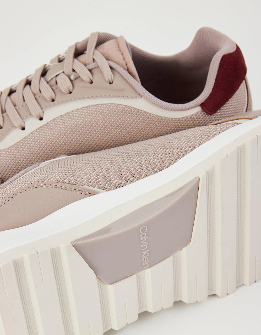 Mesh Runner Lace Up Trainer - Beige