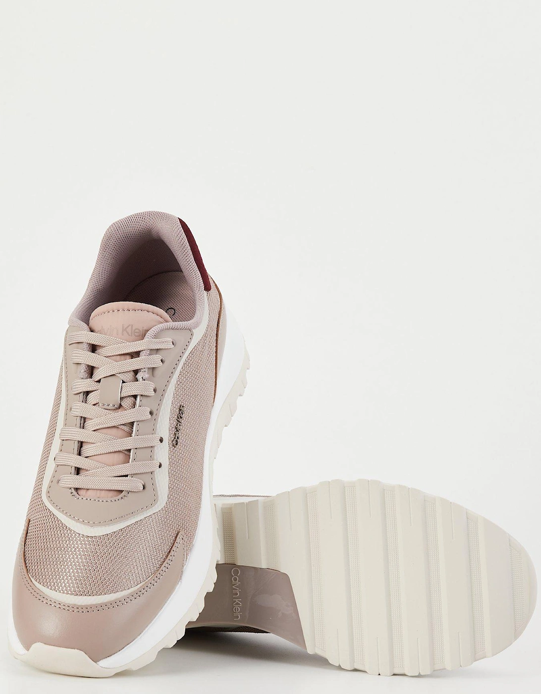 Mesh Runner Lace Up Trainer - Beige