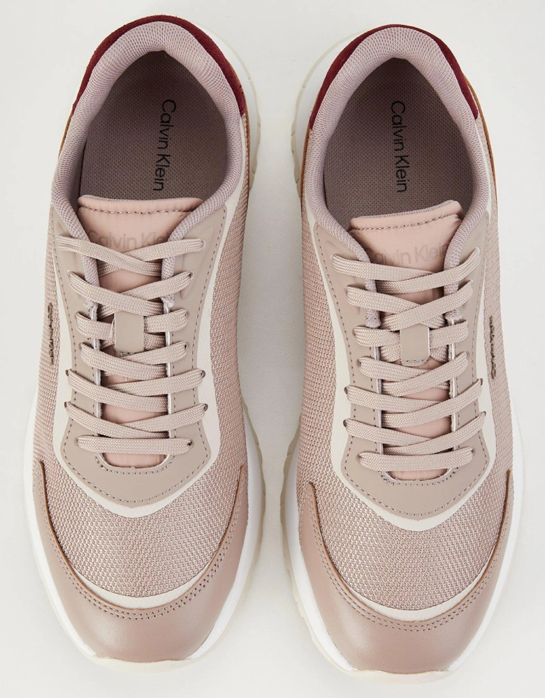 Mesh Runner Lace Up Trainer - Beige