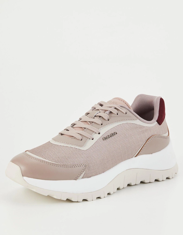 Mesh Runner Lace Up Trainer - Beige