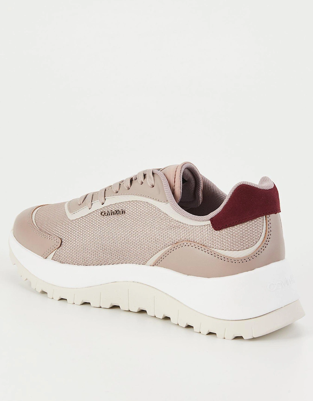 Mesh Runner Lace Up Trainer - Beige