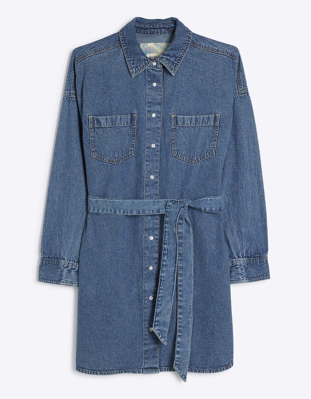 Belted Shirt Dress - Medium Denim - Blue