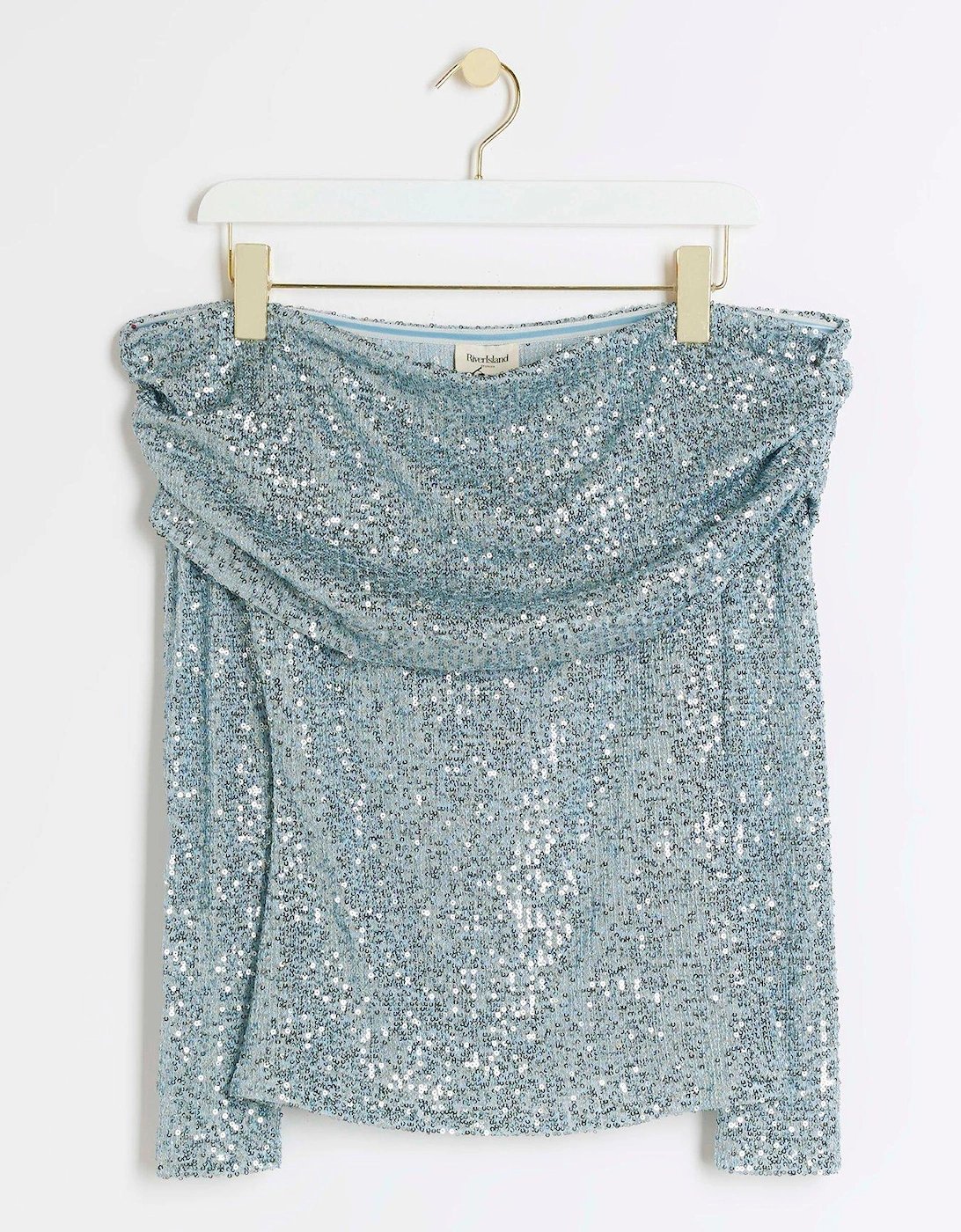 Sequin Bardot Top - Blue