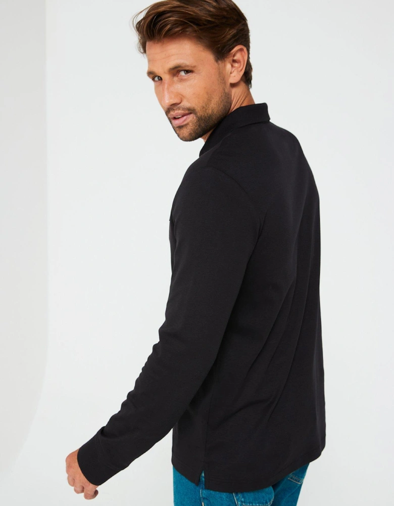 Liquid Touch 1/4 Zip Long Sleeve Polo Shirt - Black