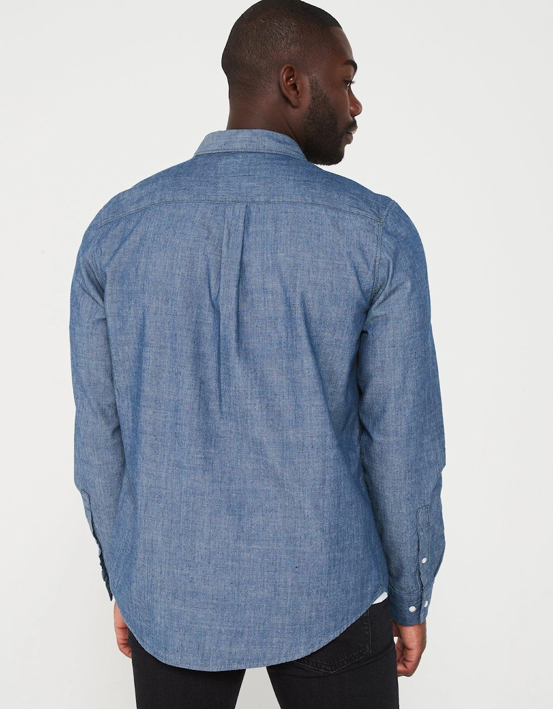 Chambray Lightweight Denim Shirt - Mid Wash