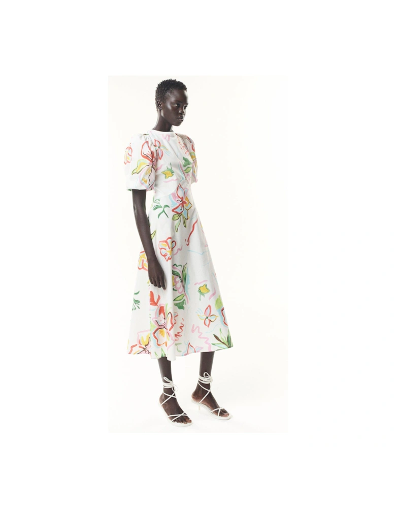 Sia Painted Floral Midi Dress