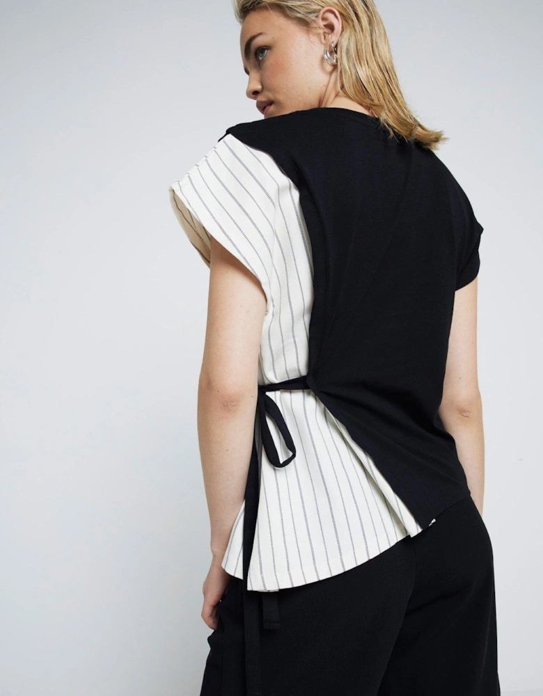Woven Hybrid Top - Black